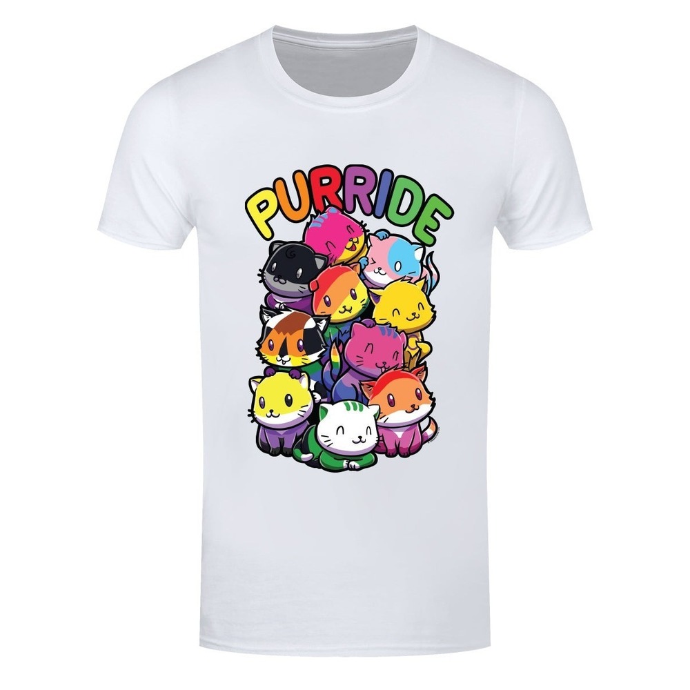 Purride Cats Graphics Unisex White T-Shirt - Picture 1 of 4